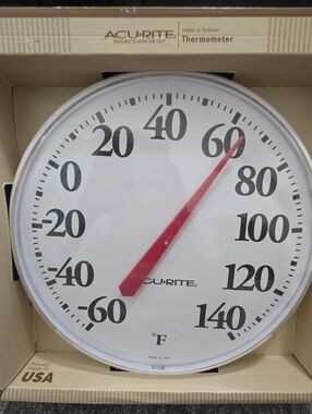 New In Package Acurite Indoor/Outdoor Thermometer Made In USA 12" Patio Kitchen